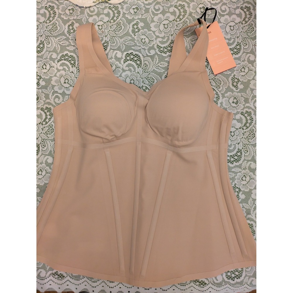 Honeylove Women's Nude Structured Shapewear Tank With Cups XL NWT